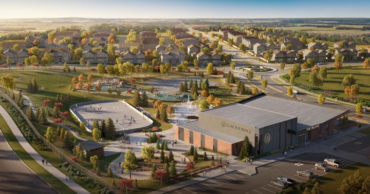 Aerial rendering of The Village at Glacier Ridge.